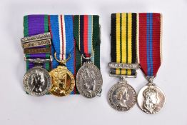 TWO MINIATURE GROUPS OF MEDALS, Court mounted QEII Csm bars NI, S.ARABIA, RADFAN & Queens Golden