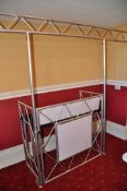 AN EQUINOX ALUMINIUM TRUSS DJ BOOTH with lighting truss 225cm high, connectors for booth, eight