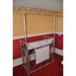 AN EQUINOX ALUMINIUM TRUSS DJ BOOTH with lighting truss 225cm high, connectors for booth, eight