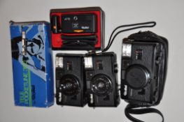 FIVE ROLLEI CAMERAS comprising of three Rolleimat F, an A110 miniature and a Tele Pocketline