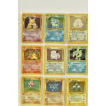 THE COMPLETE POKEMON CARD COLLECTIONS OF THE BASE SET, JUNGLE, FOSSIL, TEAM ROCKET SETS, each