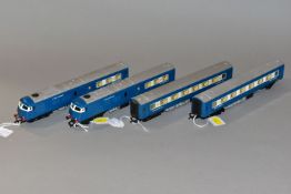 AN UNBOXED TRI-ANG RAILWAYS OO GAUGE FOUR CAR BLUE PULLMAN DMU SET, comprising power car No.