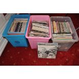 THREE TRAYS CONTAINING APPROX THREE HUNDRED AND FIFTY LPs , 12in singles and 78s including Love