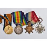 A WWI GROUP OF MEDALS WITH ONE OTHER MEDAL, to include a trio 1914-15 Star, War & Victory medal