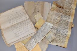 MANUSCRIPT /INDENTURES, a large Manuscript accredited to Governor Willington 1861 and four 17th
