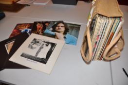 A BAG CONTAINING APPROX FORTY LPs OF FOLK MUSIC including Mary Hopkin, Jethro Tull, James Taylor