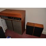 A HACKER TRIBUNE MUSIC CENTRE in teak case with a Goldring Lenco GL75 Transcription turntable, ( PAT