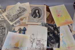 DRAWINGS AND PRINTS, a large Folio containing a number of drawings and sketches by local Tamworth