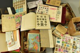 ACCUMULATION OF STAMPS AS LOOSE AND JUNIOR TYPE COLLECTIONS IN TWO PLASTIC TUBS