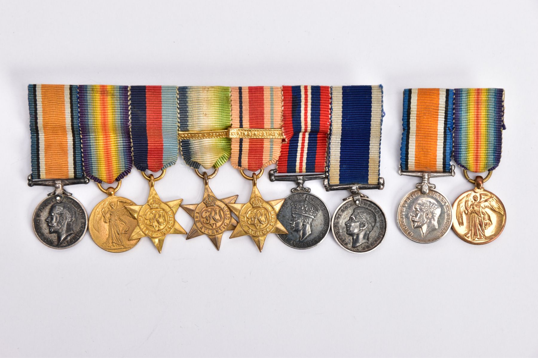 TWO MINIATURE GROUPS OF MEDALS, British War & Victory pair, British War & Victory, 1939-45, Atlantic