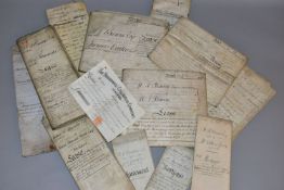 INDENTURES, fourteen Legal Documents comprising a Demise dated 1855 featuring an attractive plan