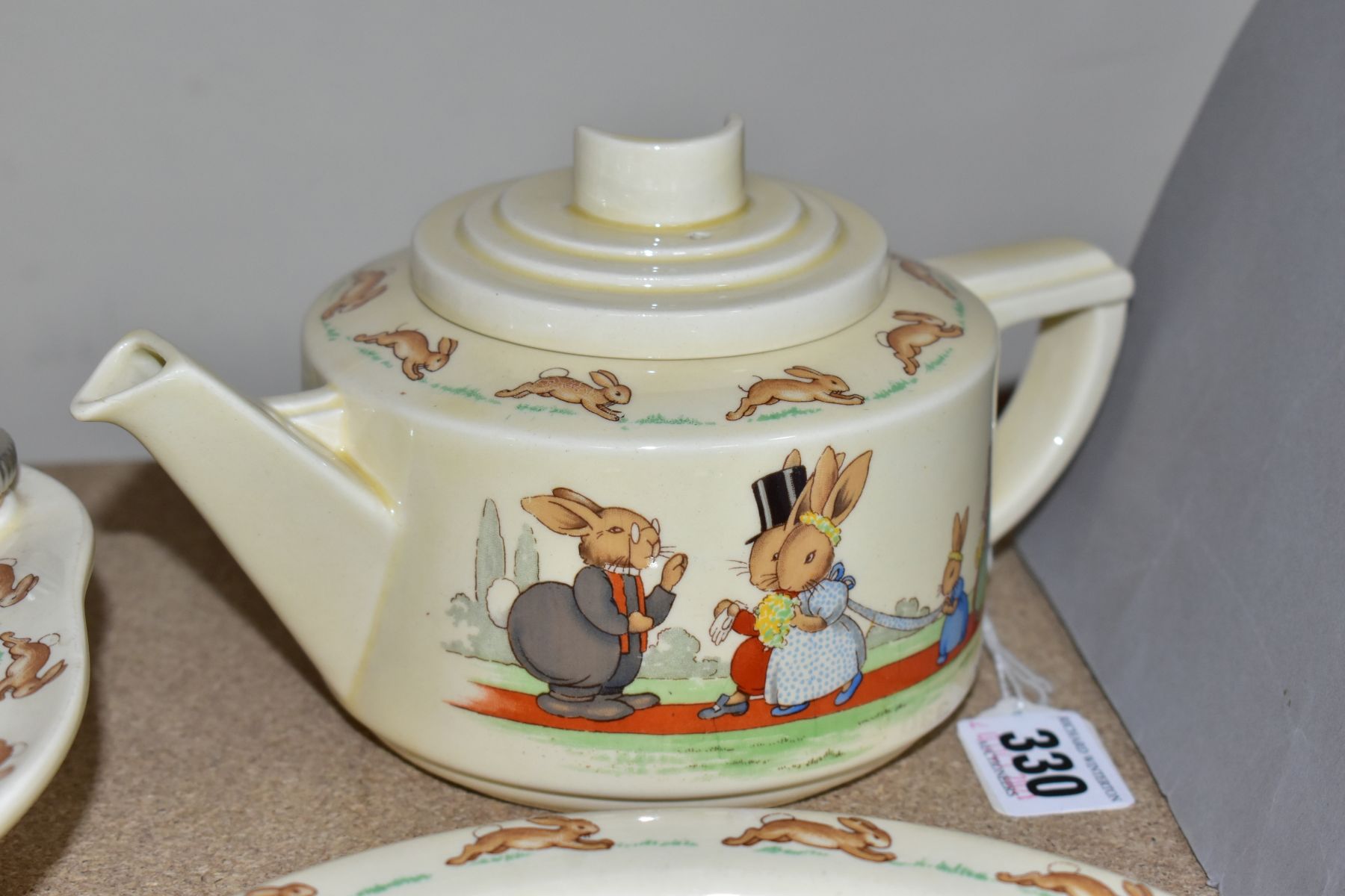 THREE PIECES OF ROYAL DOULTON BUNNYKINS EARTHENWARE TABLEWARES OF WEDDING SCENE DESIGNED BY - Image 4 of 8