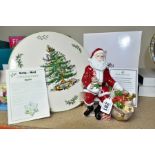 A BOXED LIMITED EDITION ROYAL DOULTON FIGURE, 'Holiday Traditions Santa' no 1280/2000, height