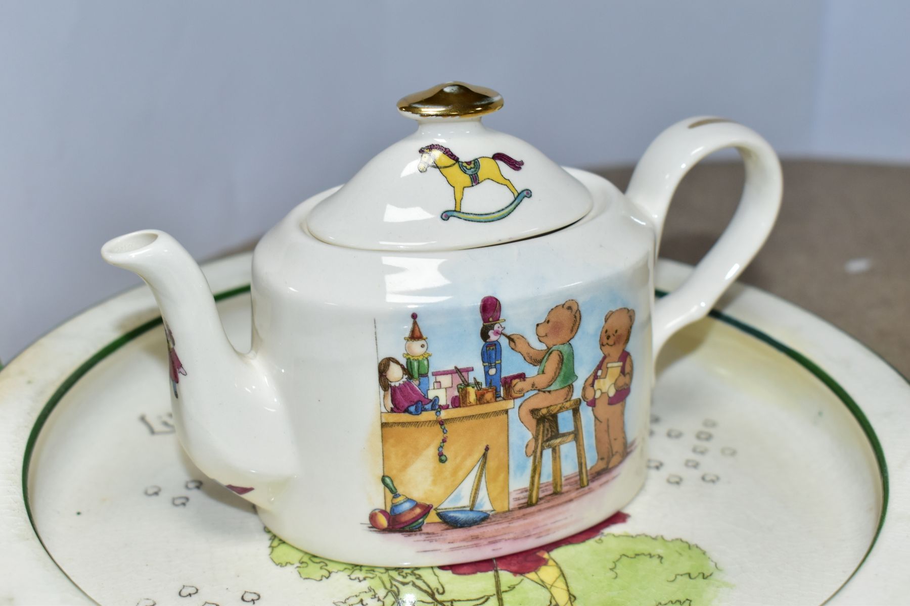 A GROUP OF ROYAL DOULTON NURSERY WARES, comprising three baby plates Nursery Rhyme B 'Little Bo - Image 4 of 11