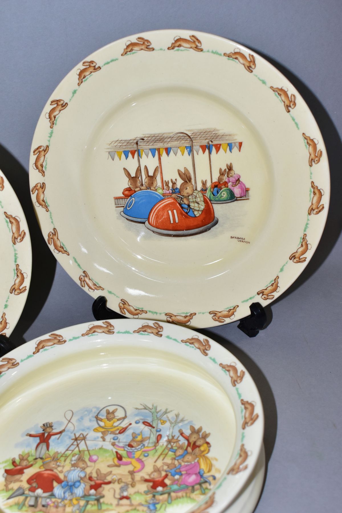 FIVE PIECES ROYAL DOULTON BUNNYKINS EARTHENWARE TABLEWARES DESIGNS BY BARBARA VERNON AND WALTER - Image 5 of 11