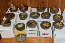 FIFTEEN WADE CAT AND PUPPY DISHES, 1974-1981, comprising two Tabby Cat, two Red Setters, a Yorkshire