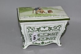 A ROYAL DOULTON NURSERY RHYMES 'A' SERIES WARE HUNTLEY & PALMERS BISCUIT CASKET IN THE FORM OF A