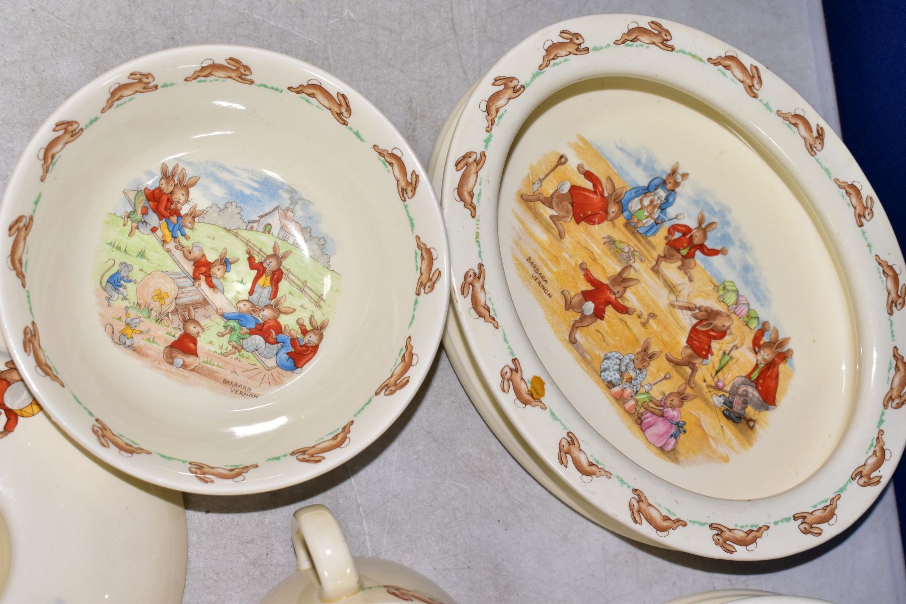 SIX PIECES OF ROYAL DOULTON BUNNYKINS EARTHENWARE TABLEWARES, DESIGNED BY BARBARA VERNON AND - Image 2 of 11