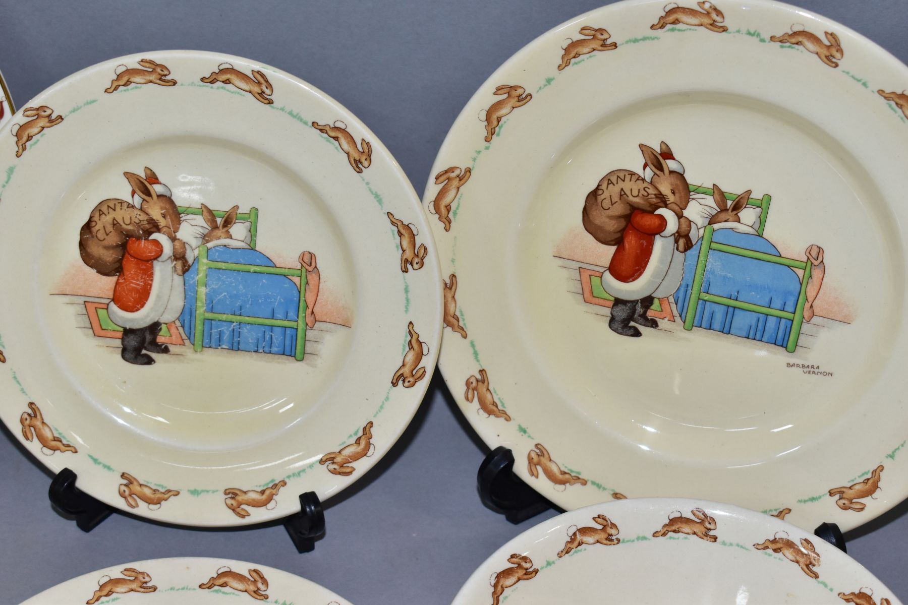 FIVE PIECES ROYAL DOULTON BUNNYKINS EARTHENWARE TABLEWARES DESIGNED BY BARBARA VERNON AND WALTER - Image 2 of 9