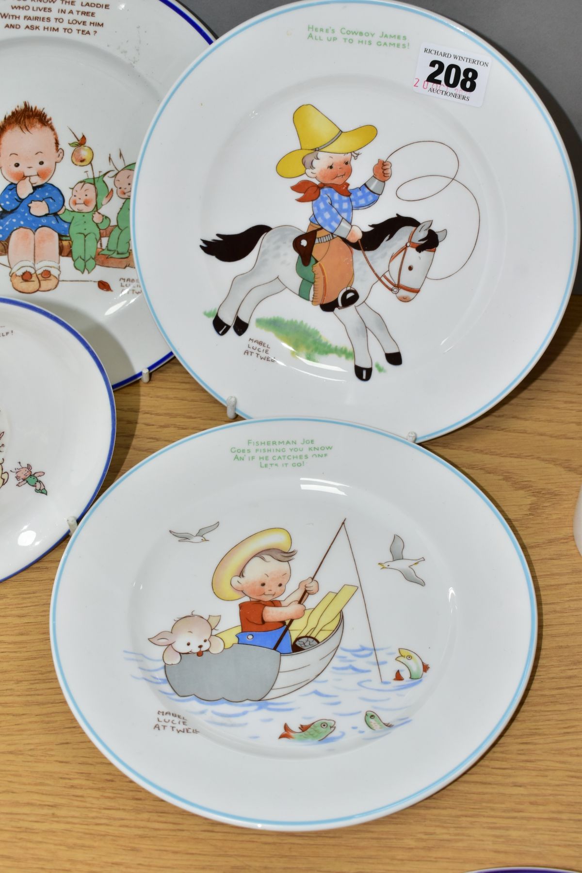 SHELLEY MABEL LUCIE ATTWELL NURSERY WARES comprising a Fisherman Joe 20cm plate and bowl, Cowboy - Image 3 of 5