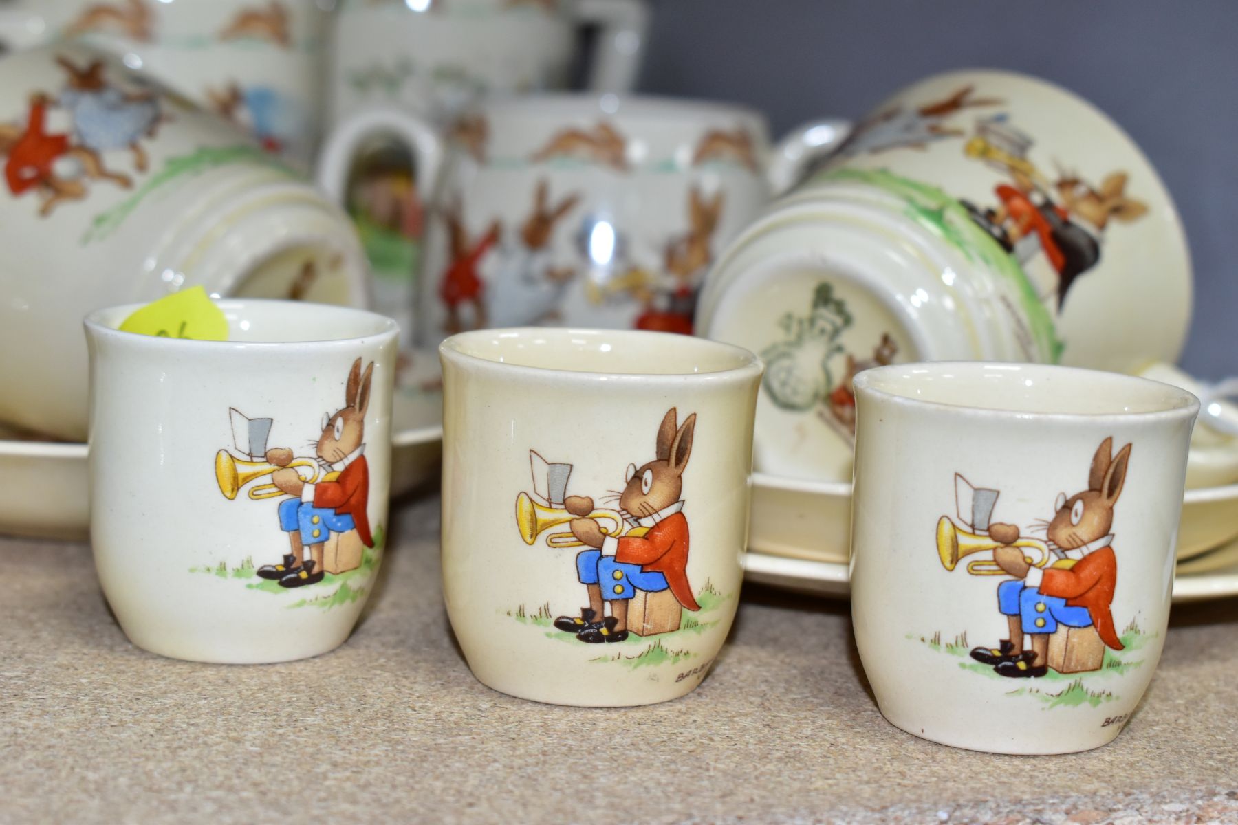 TWELVE PIECES OF ROYAL DOULTON BUNNYKINS EARTHENWARE TABLEWARES OF SCENES BY BARBARA VERNON, - Image 2 of 14