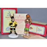 TWO BOXED ROYAL DOULTON SPECIAL COLOURWAY EDITIONS BUNNYKIN FIGURES, comprising Basketball DB262A no