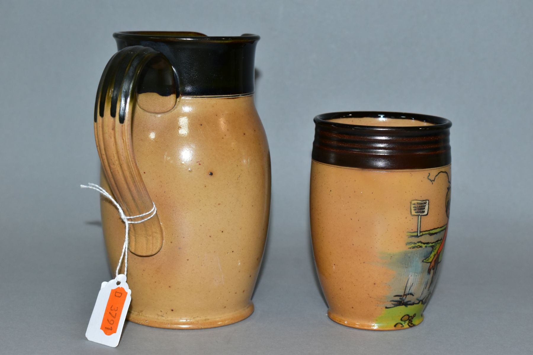 TWO EARLY 20TH CENTURY ROYAL DOULTON LAMBERTH STONEWARE ITEMS FROM THE TWINS SERIES WARE by John - Image 3 of 4