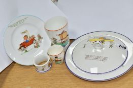 SHELLEY MABEL LUCIE ATTWELL NURSERY WARES comprising a napkin ring, fairy boat