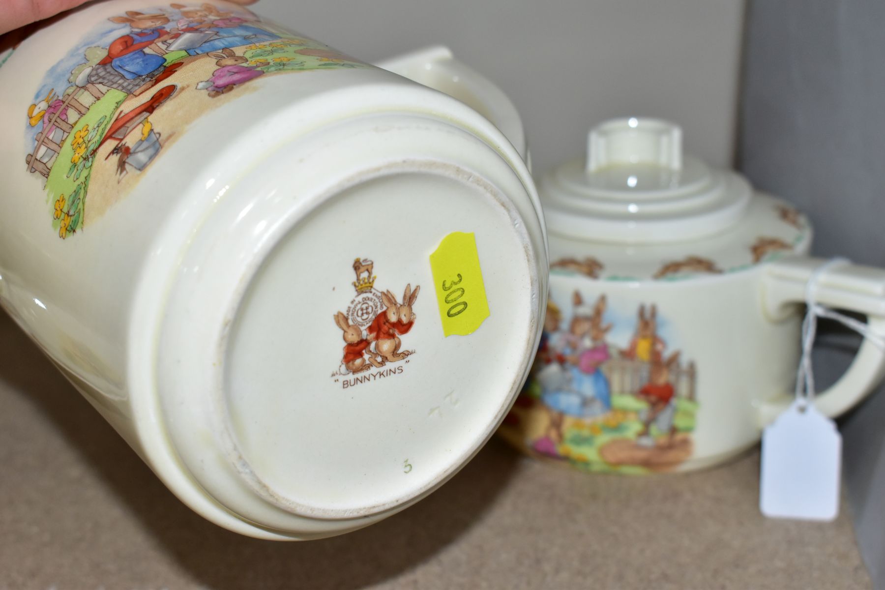 FIVE PIECES OF ROYAL DOULTON BUNNYKINS EARTHENWARE TABLEWARE, designed by Walter Hayward after - Image 8 of 10