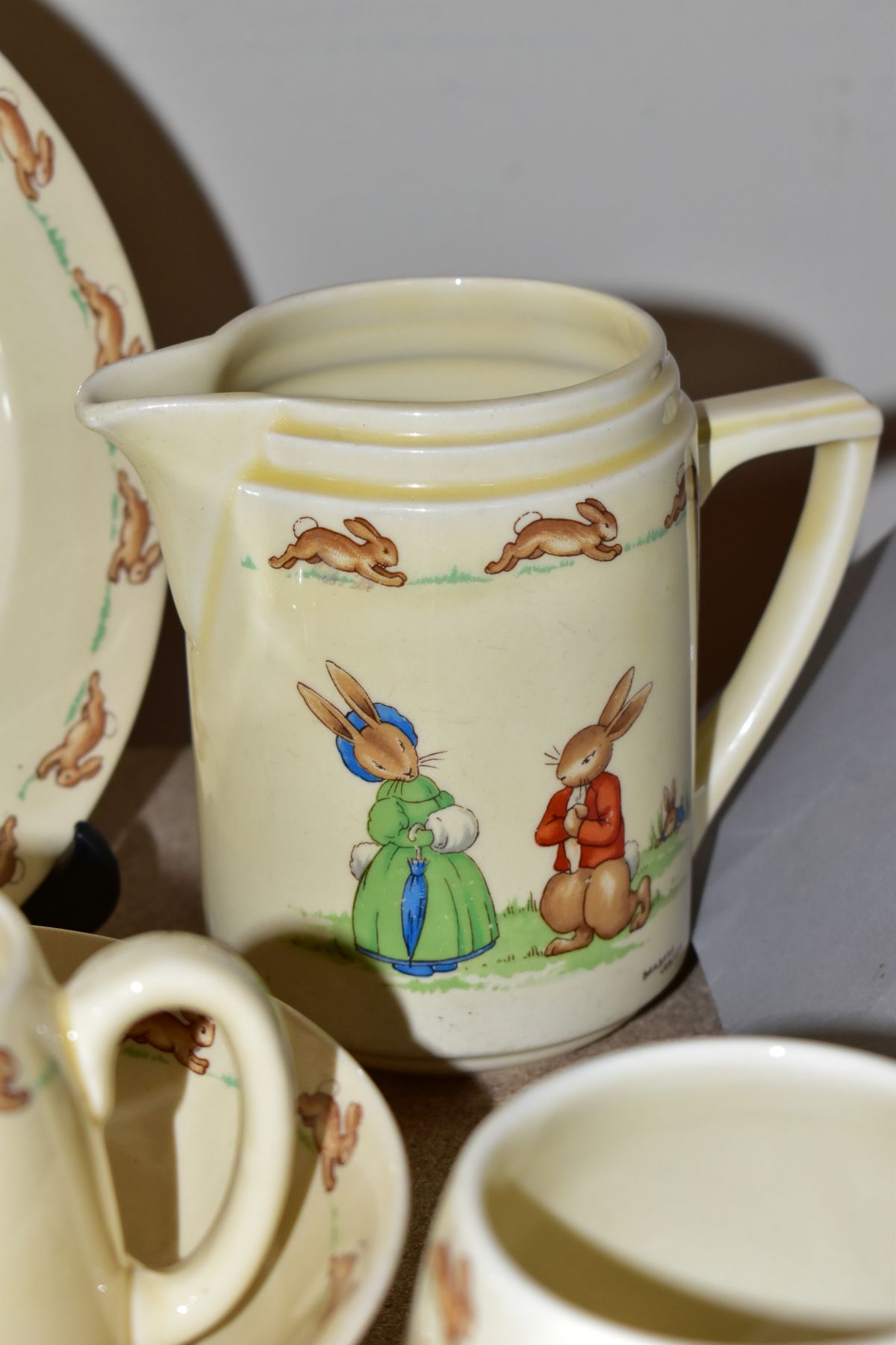 TWELVE PIECES OF ROYAL DOULTON BUNNYKINS EARTHENWARE TABLEWARES OF SCENES BY BARBARA VERNON, - Image 9 of 12