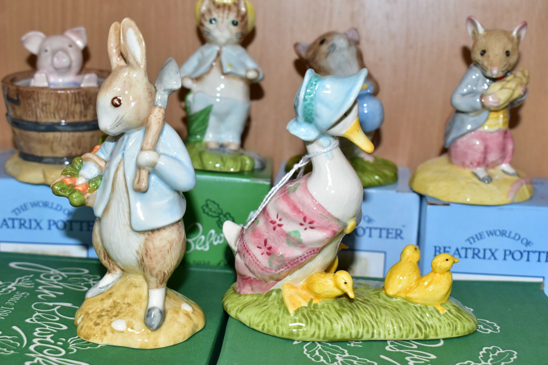 SIX BOXED BESWICK BEATRIX POTTER FIGURES, BP10a, comprising Jemima and her Ducklings, Johnny Town- - Bild 2 aus 4