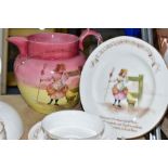 FOUR PIECES OF ROYAL DOULTON NURSERY RHYMES 'A' SERIES WARE, designed by William Savage Cooper, '