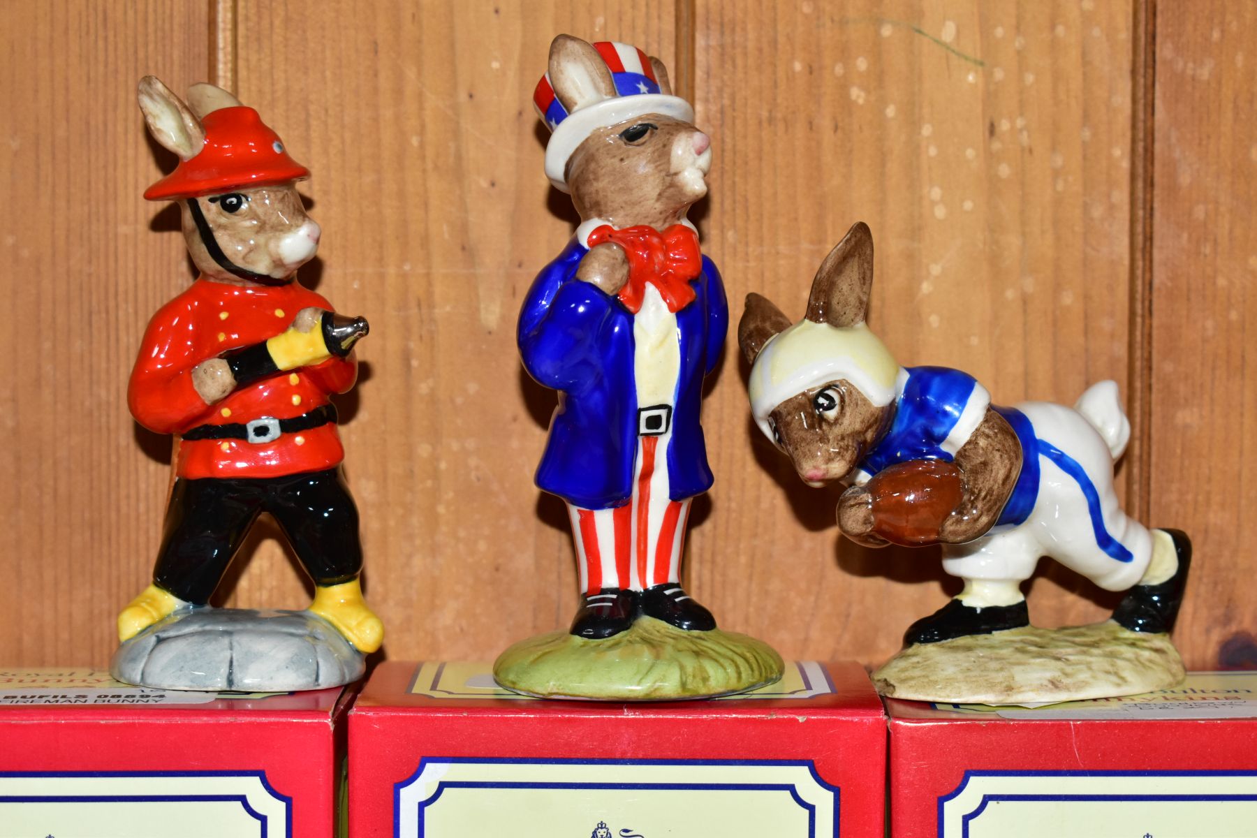 SIX BOXED ROYAL DOULTON BUNNYKINS FIGURES, American themed, comprising Home Run DB43 (box ripped), - Image 4 of 5
