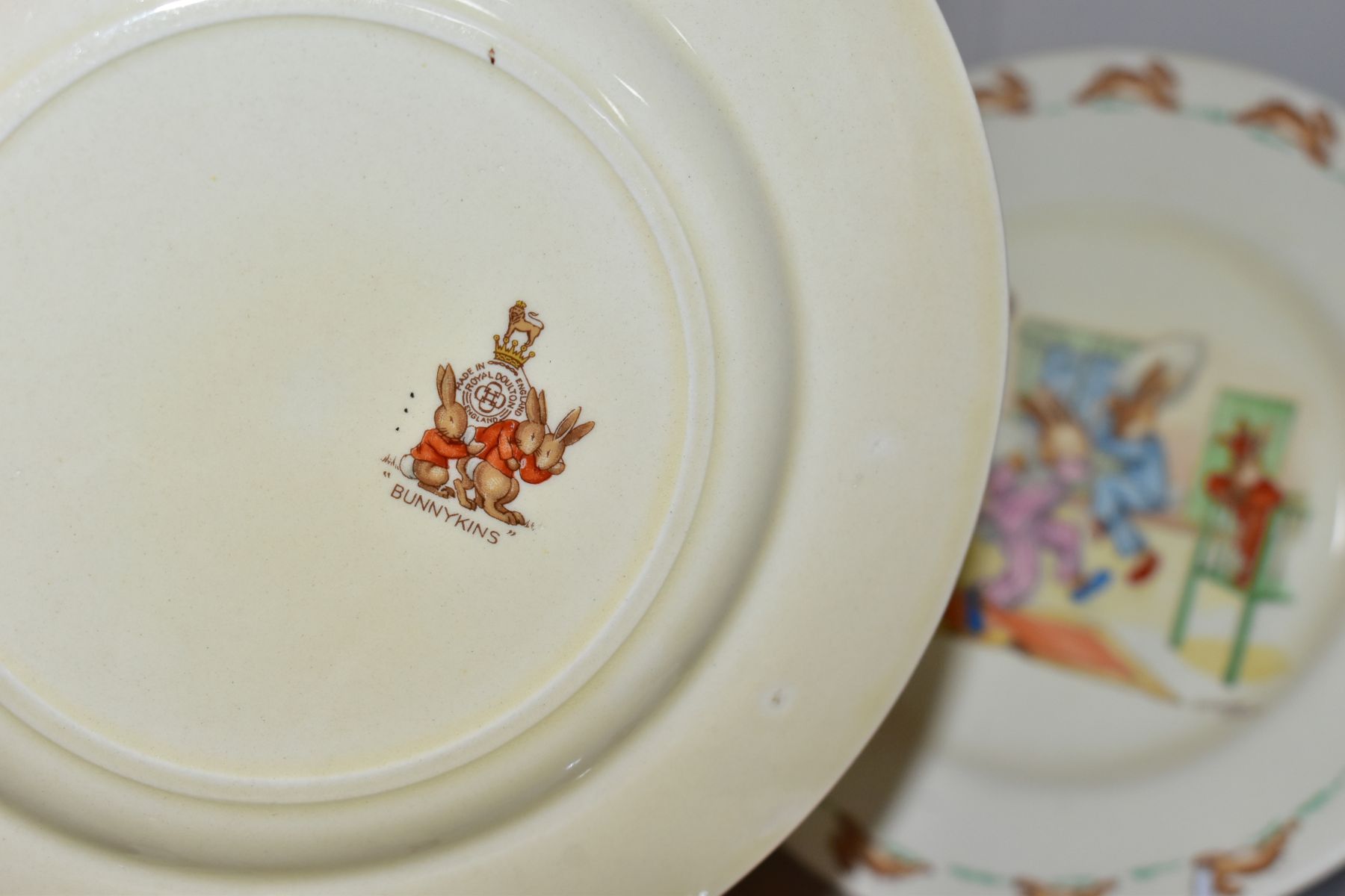 SEVEN PIECES OF ROYAL DOULTON BUNNYKINS EARTHENWARE TABLEWARES OF SCENES BY BARBARA VERNON, - Image 11 of 14