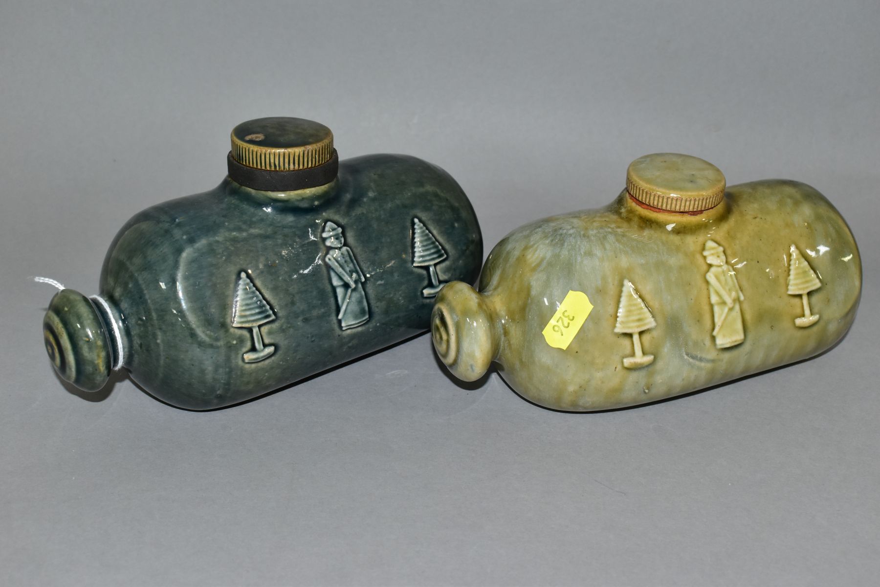 TWO ROYAL DOULTON STONEWARE 'BABY' HOT WATER BOTTLES, from nursery ware series, c.1910, both with - Image 3 of 4