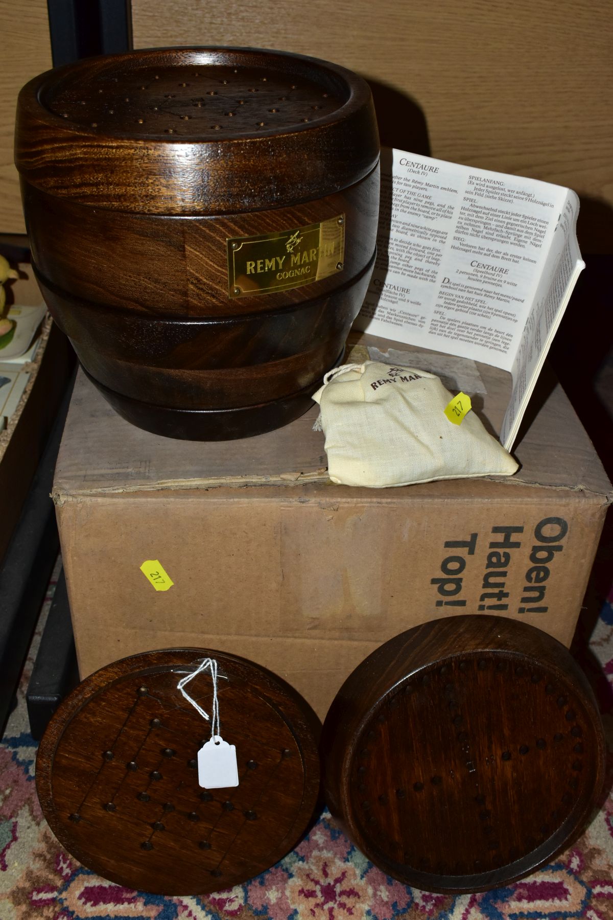 A REMY MARTIN BARREL GAME COLLECTION, in the form of a seven section wooden barrel, complete with - Image 2 of 2