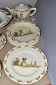 THREE PIECES OF ROYAL DOULTON BUNNYKINS EARTHENWARE TABLEWARES OF WEDDING SCENE DESIGNED BY