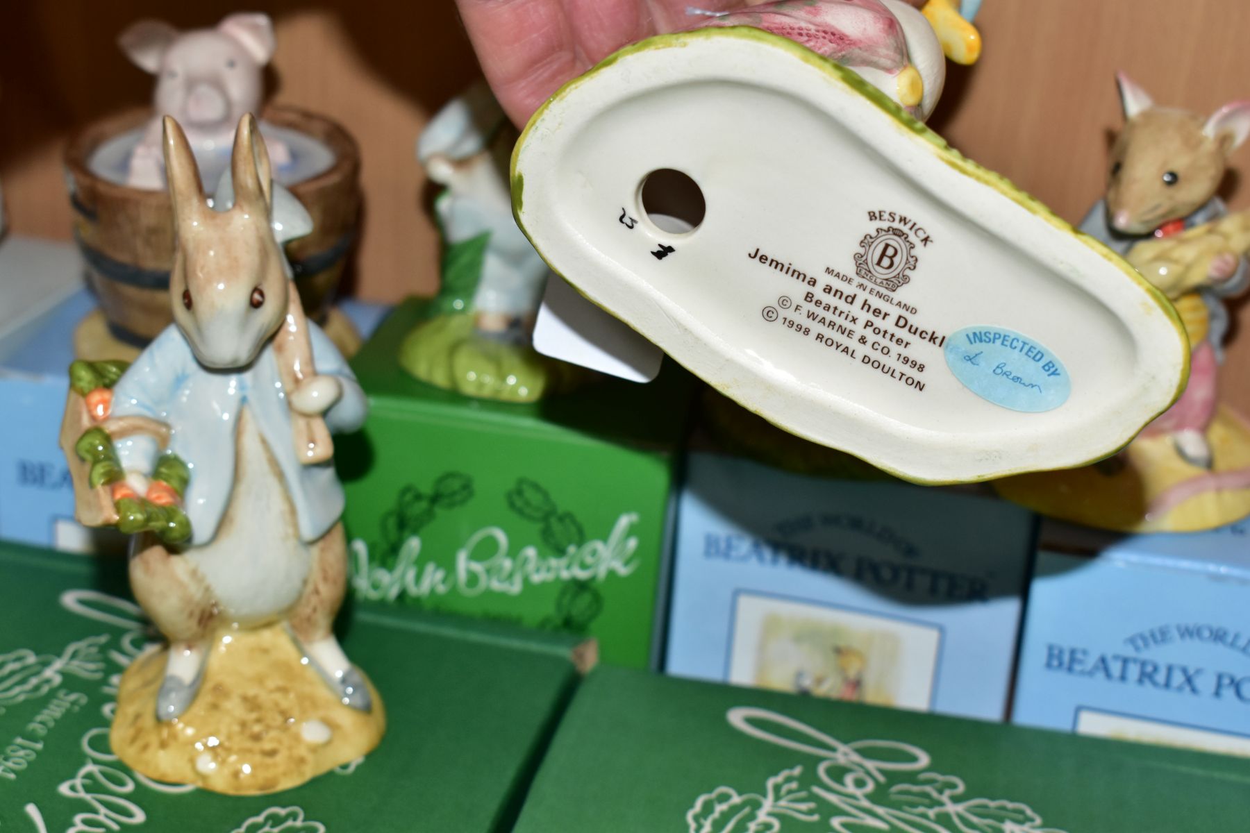 SIX BOXED BESWICK BEATRIX POTTER FIGURES, BP10a, comprising Jemima and her Ducklings, Johnny Town- - Bild 4 aus 4