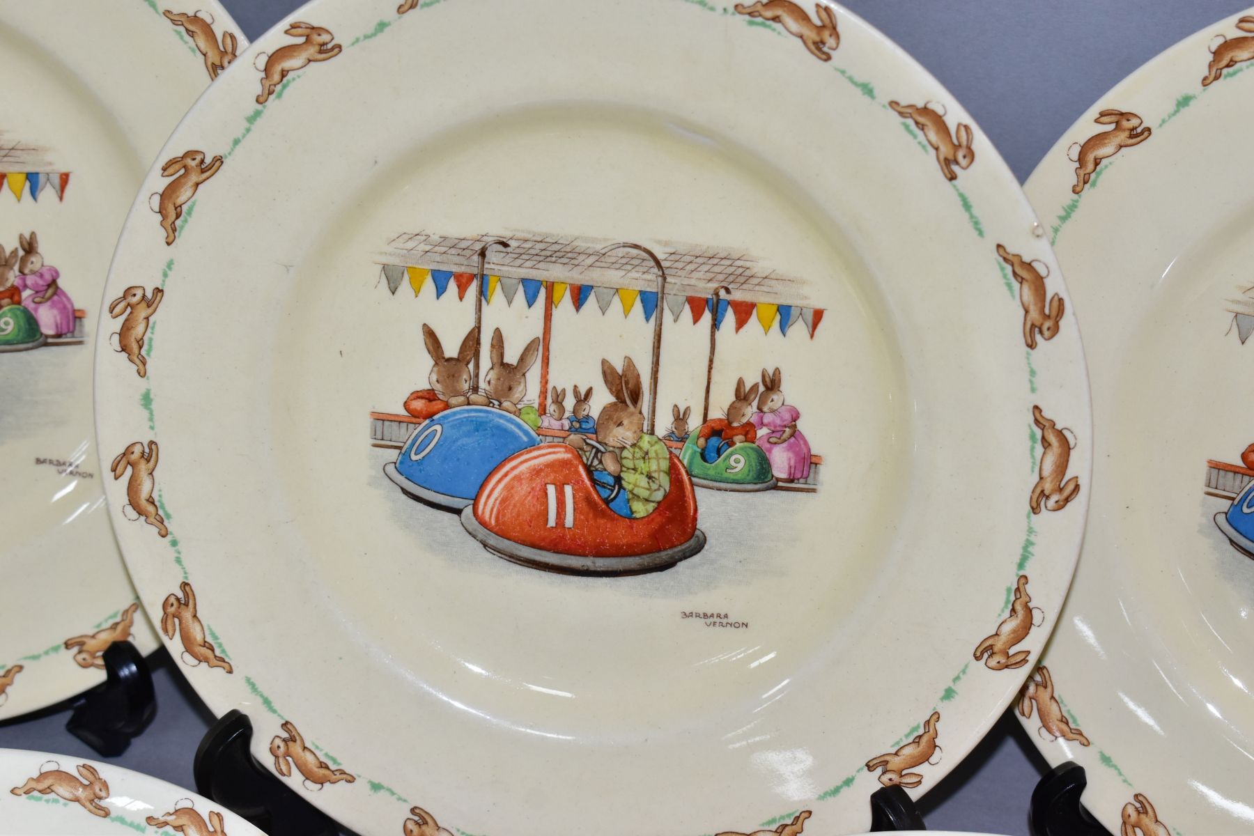 FIVE PIECES ROYAL DOULTON BUNNYKINS EARTHENWARE TABLEWARES DESIGNS BY BARBARA VERNON AND WALTER - Image 4 of 11