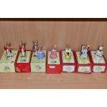 SEVEN BOXED ROYAL DOULTON BUNNYKINS FIGURES, comprising Father, Mother & Victoria DB68, two