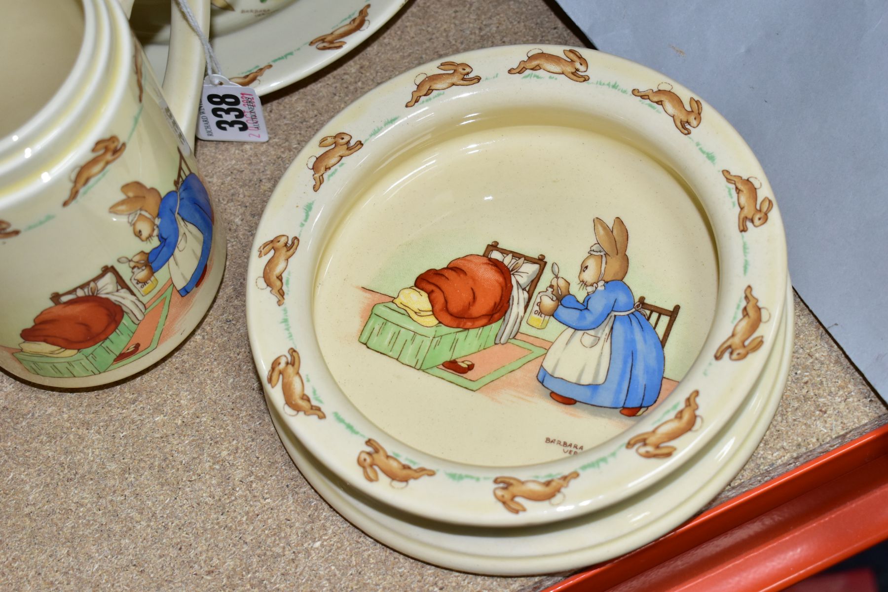 SEVEN PIECES OF ROYAL DOULTON BUNNYKINS EARTHENWARE TABLEWARES OF SCENES BY BARBARA VERNON, - Image 2 of 14