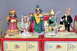 FIVE BOXED ROYAL DOULTON BUNNYKINS FIGURES, comprising Boy Skater DB152, (written label to box),