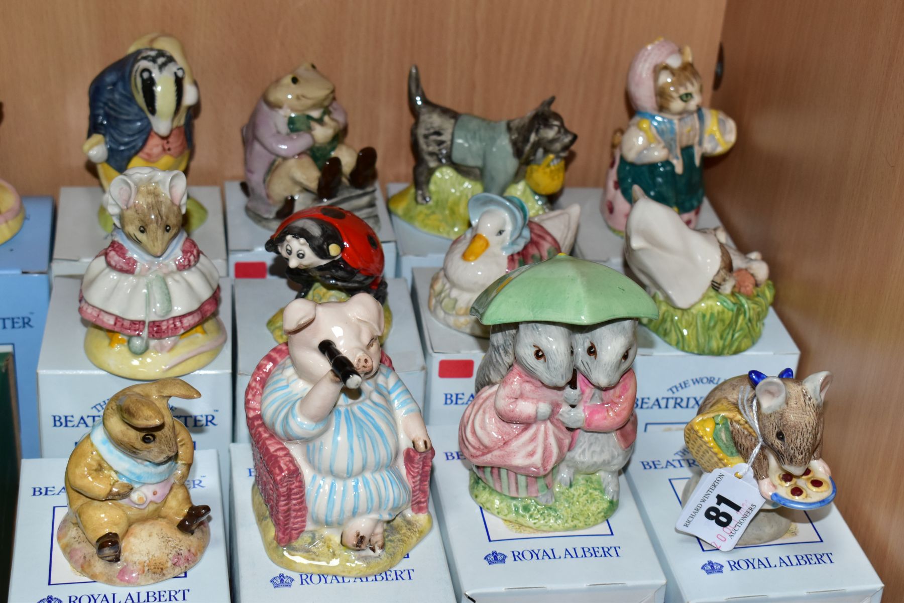 TWELVE BOXED ROYAL ALBERT BEATRIX POTTER FIGURES BP6, comprising Appley Dapply (written label on