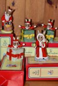 FIVE BOXED ROYAL DOULTON CHRISTMAS RELATED BUNNYKINS FIGURES, comprising Christmas Surprise DB146,