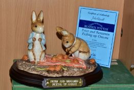 A BOXED BESWICK WARE LIMITED EDITION BEATRIX POTTER TABLEAU, Peter and Benjamin Picking Up Onion