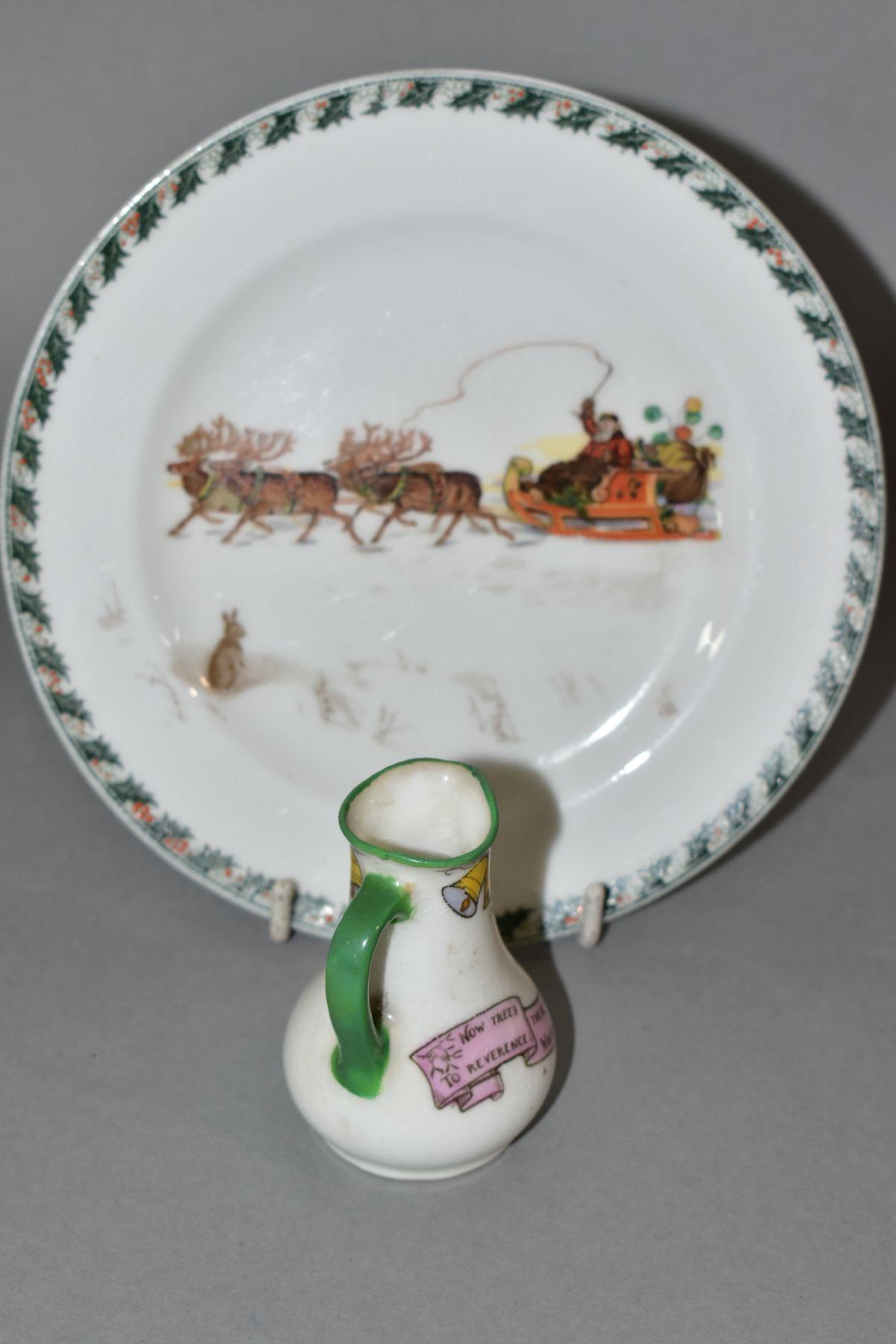 TWO PIECES OF ROYAL DOULTON CHRISTMAS - SANTA CLAUS SERIES WARE, comprising miniature jug no 5, - Image 4 of 7