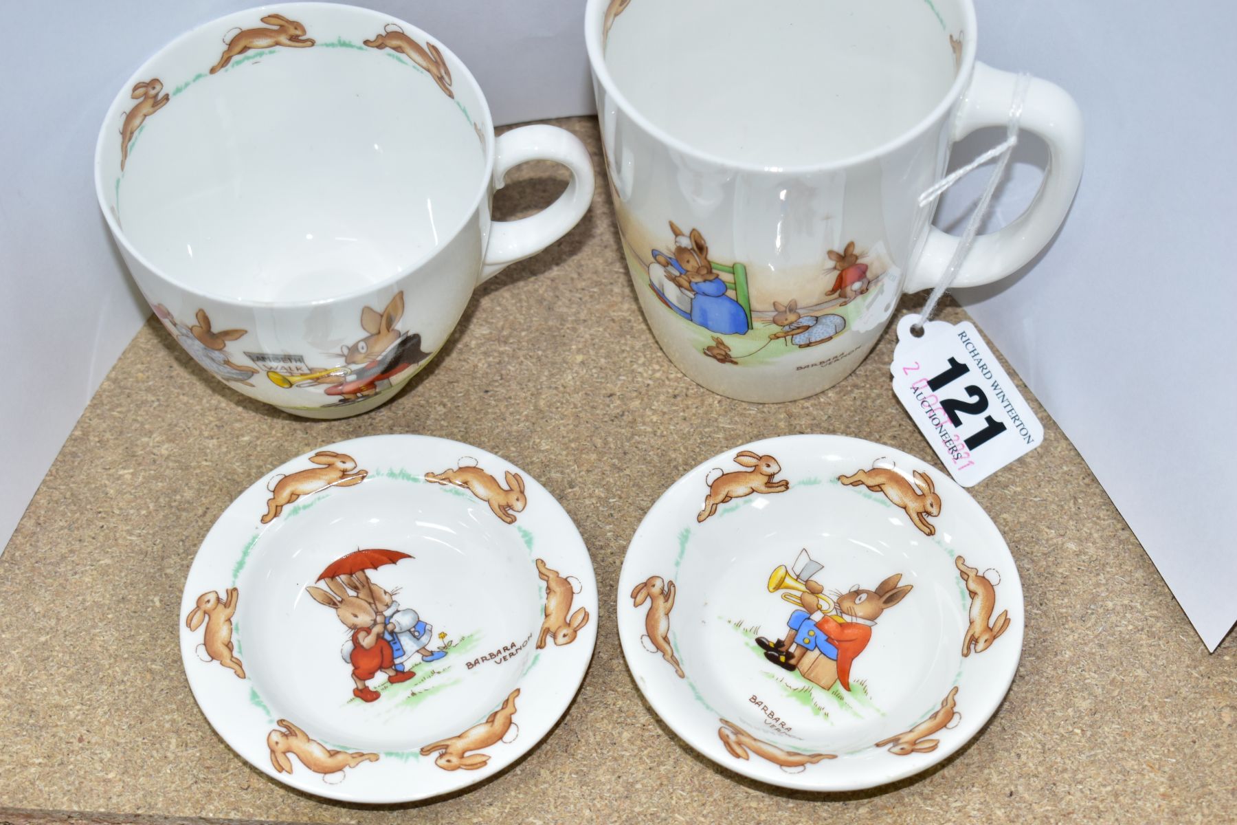 FOUR PIECES OF ROYAL DOULTON BUNNYKINS WHITE BONE CHINA DESIGNED BY BARBARA VERNON, comprising a tea - Image 2 of 4