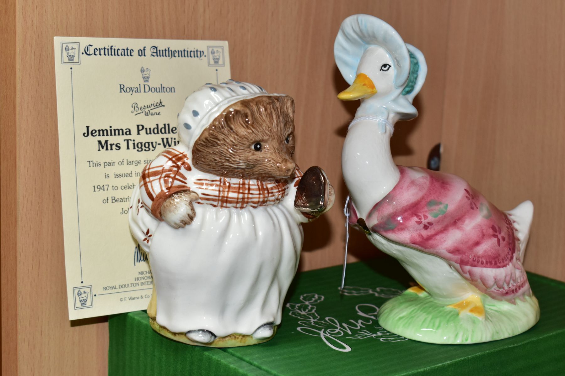 A BOXED PAIR OF BESWICK WARE LIMITED EDITION BEATRIX POTTER FIGURES, Jemima Puddle-duck and Mrs - Image 2 of 4