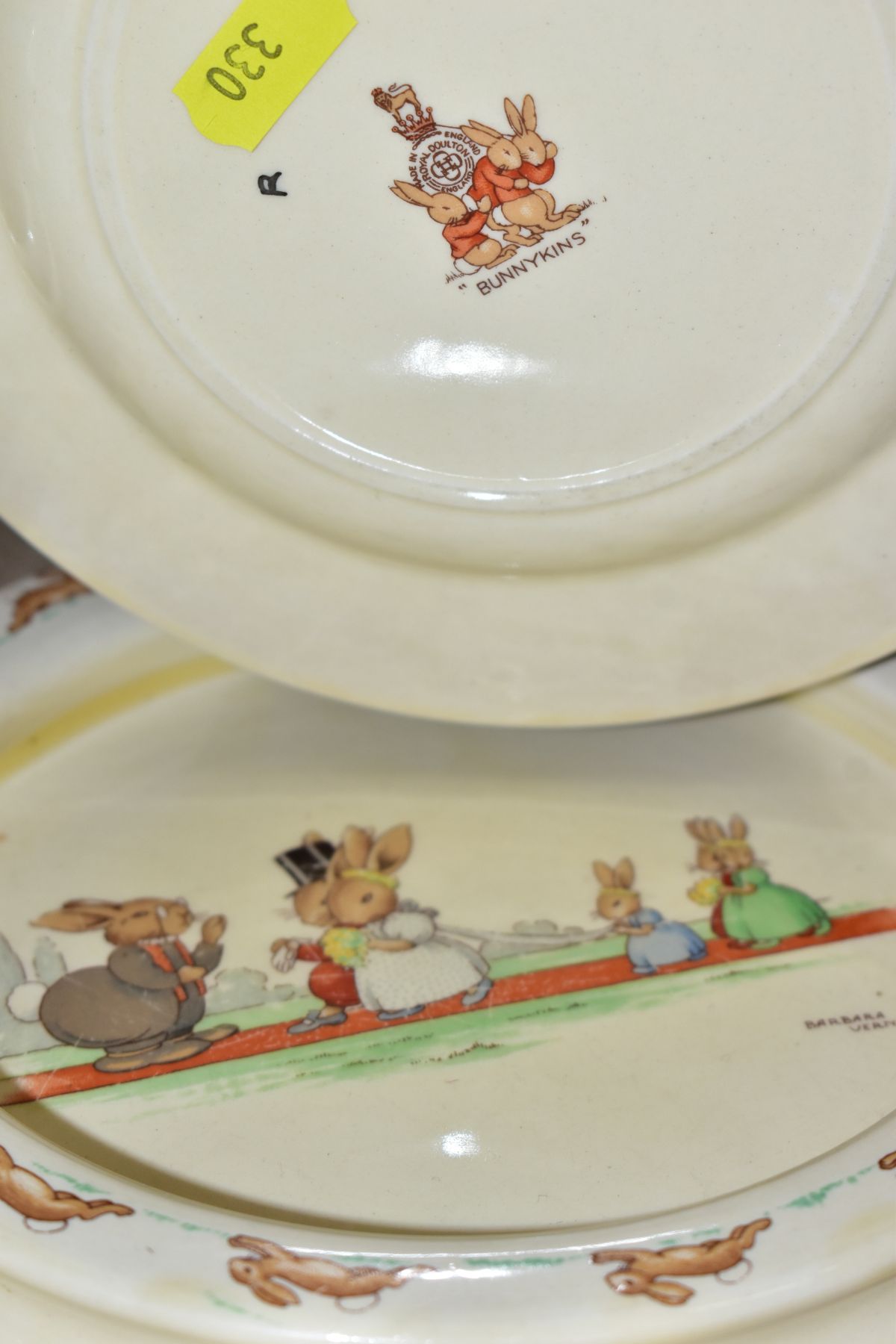 THREE PIECES OF ROYAL DOULTON BUNNYKINS EARTHENWARE TABLEWARES OF WEDDING SCENE DESIGNED BY - Image 8 of 8