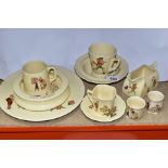 TEN PIECES OF ROYAL DOULTON EARTHENWARE NURSERY RHYMES SERIES WARE DESIGNED BY WILLIAM SAVAGE